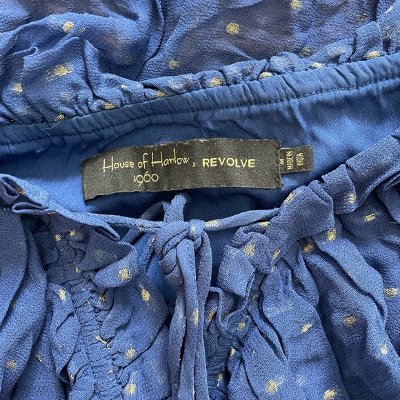 House of Harlow 1960 x Revolve Valencia Dress in Navy and Gold Dot - Picture 3 of 4